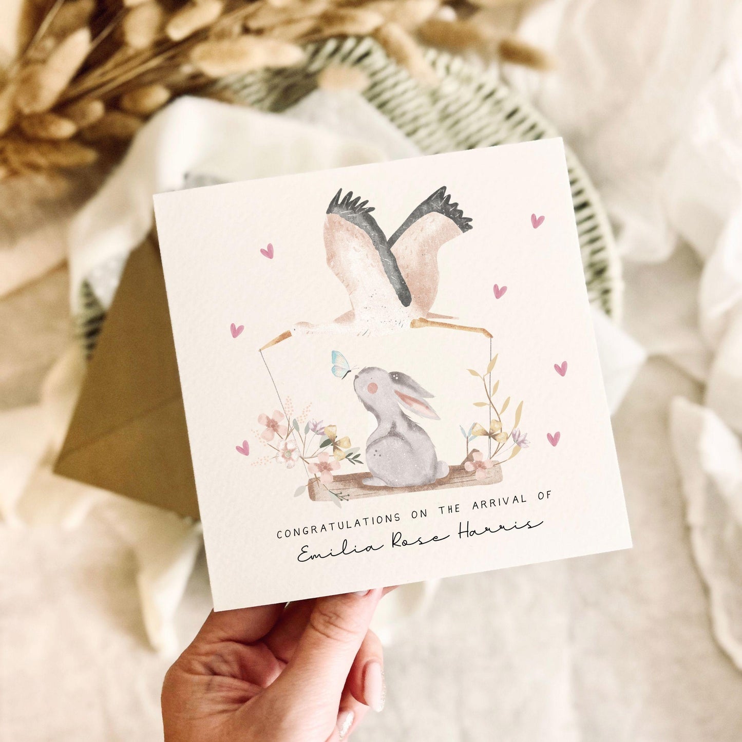 Personalised New Baby Card – Keepsake Greeting Card for Newborn Arrival Congratulations - Custom Options