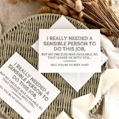 Proposal Card for Groomsman, Best Man or Custom Grooms Party Role - Personalised Options | Sensible Person