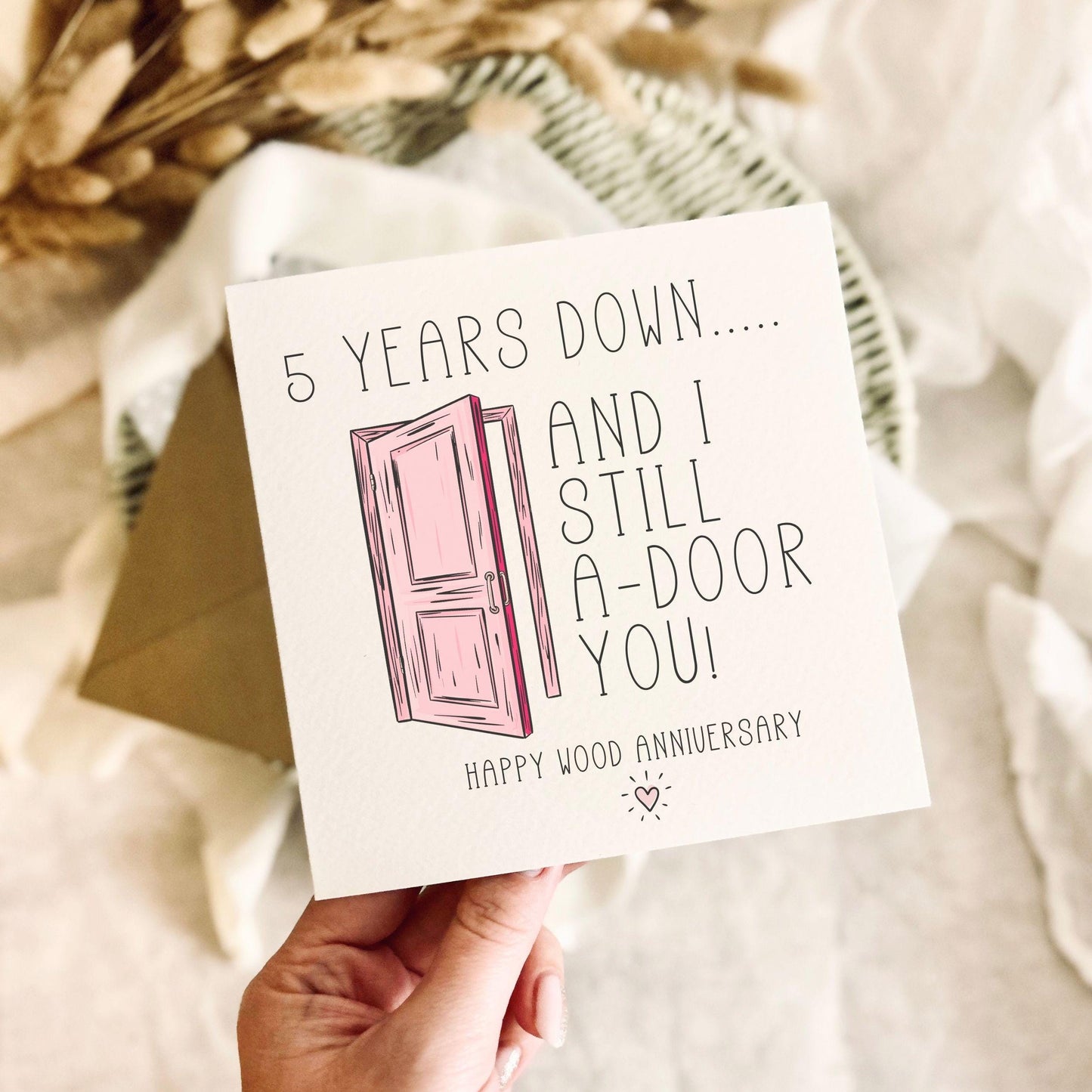 5th Anniversary Card for Partner - Wood Pun Anniversary Milestone Greeting Card - Custom & Personalised Options