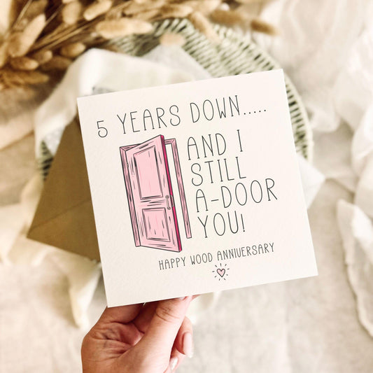 5th Anniversary Card for Partner - Wood Pun Anniversary Milestone Greeting Card - Custom & Personalised Options