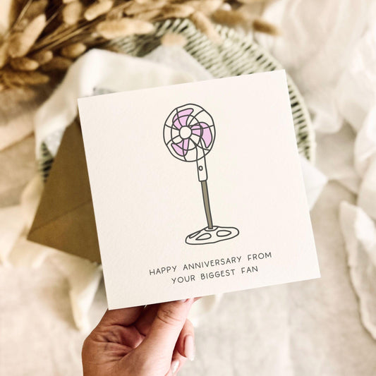 Anniversary Card for Couple - Biggest Fan Pun Greeting Card - Personalisation & Custom Options