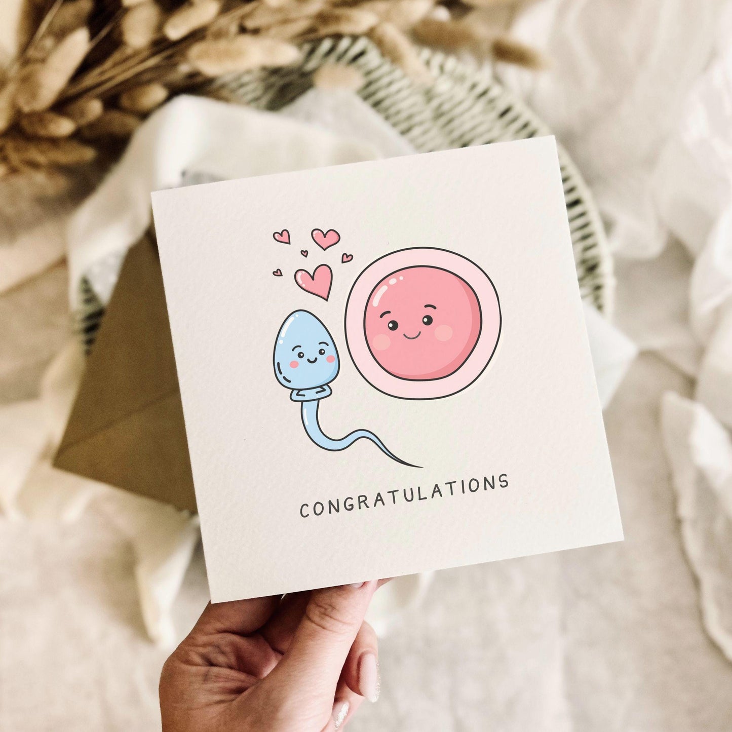 Congratulations New Baby Card - Fun Sperm & Egg Greeting Card - Custom and Personalised Options