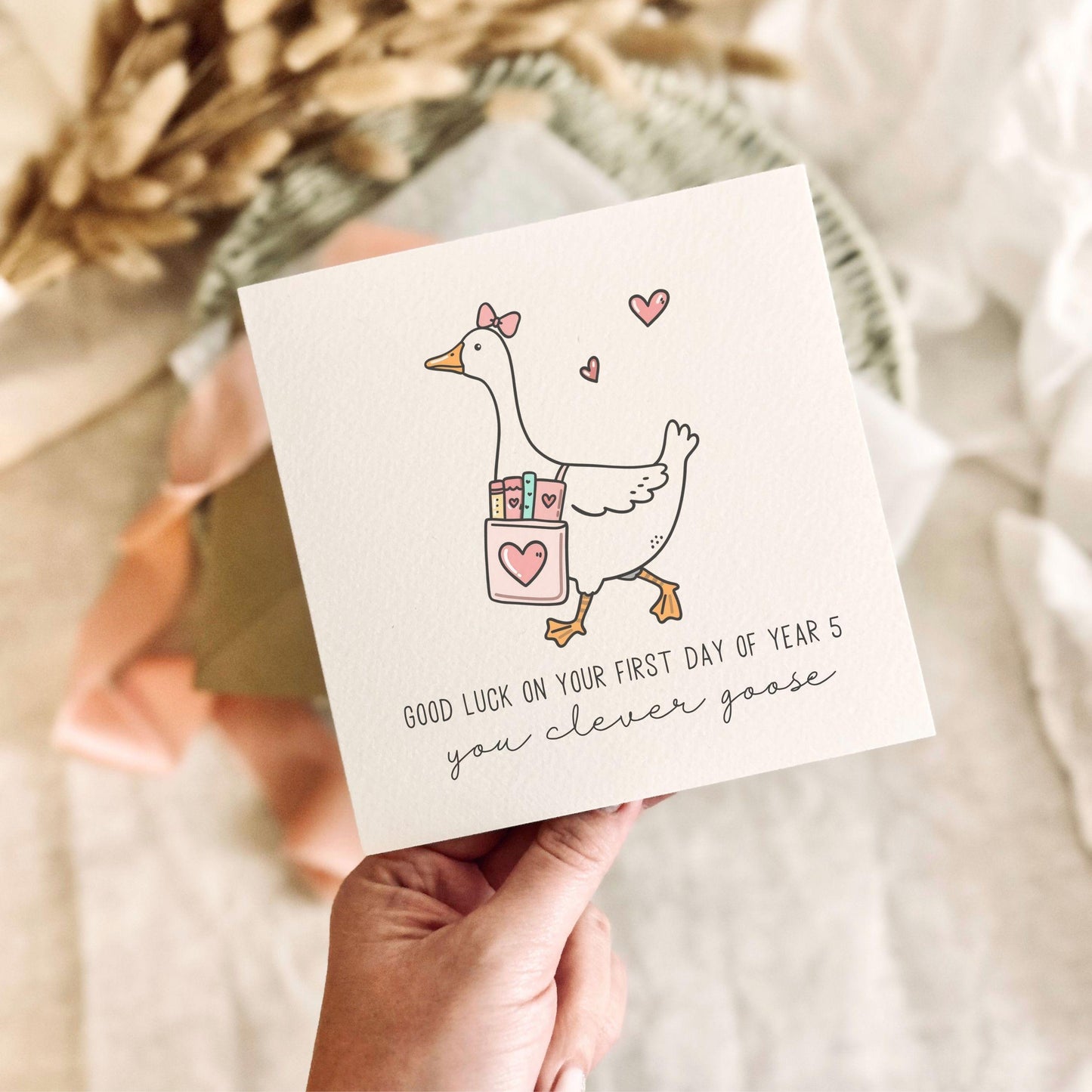 Personalised First Day Of School Card - Any School Year Good Luck Card for Girl - Customisable Options