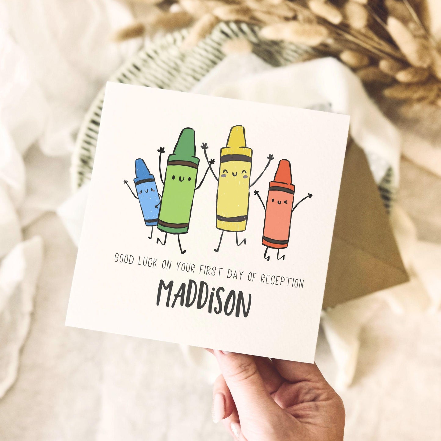 Personalised First Day Of School Card - Custom School Year Good Luck Card for Child - Personalised Options