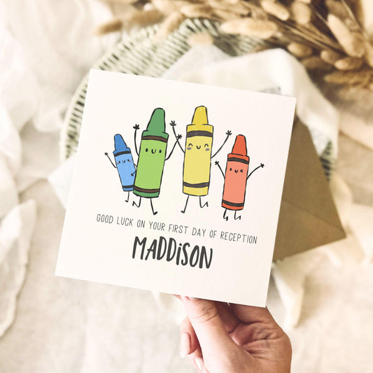 Personalised First Day Of School Card - Custom School Year Good Luck Card for Child - Personalised Options