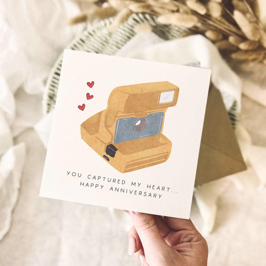 Anniversary Card for Couple - Captured Heart Pun Greeting Card - Personalisation & Custom Options