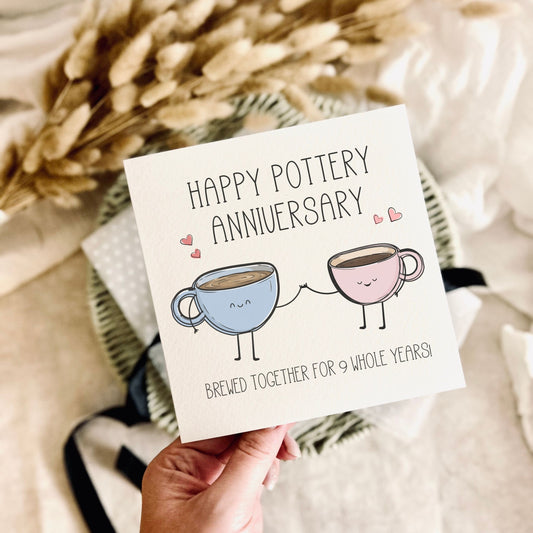 9th Anniversary Greeting Card - Pottery Marriage Milestone Pun - Personalised